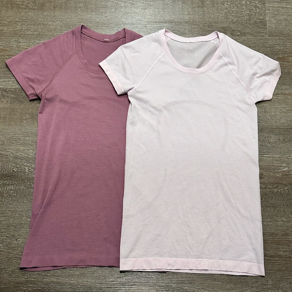 Set of Two Pink/Purple and Light Pink T-Shirts LULEMON